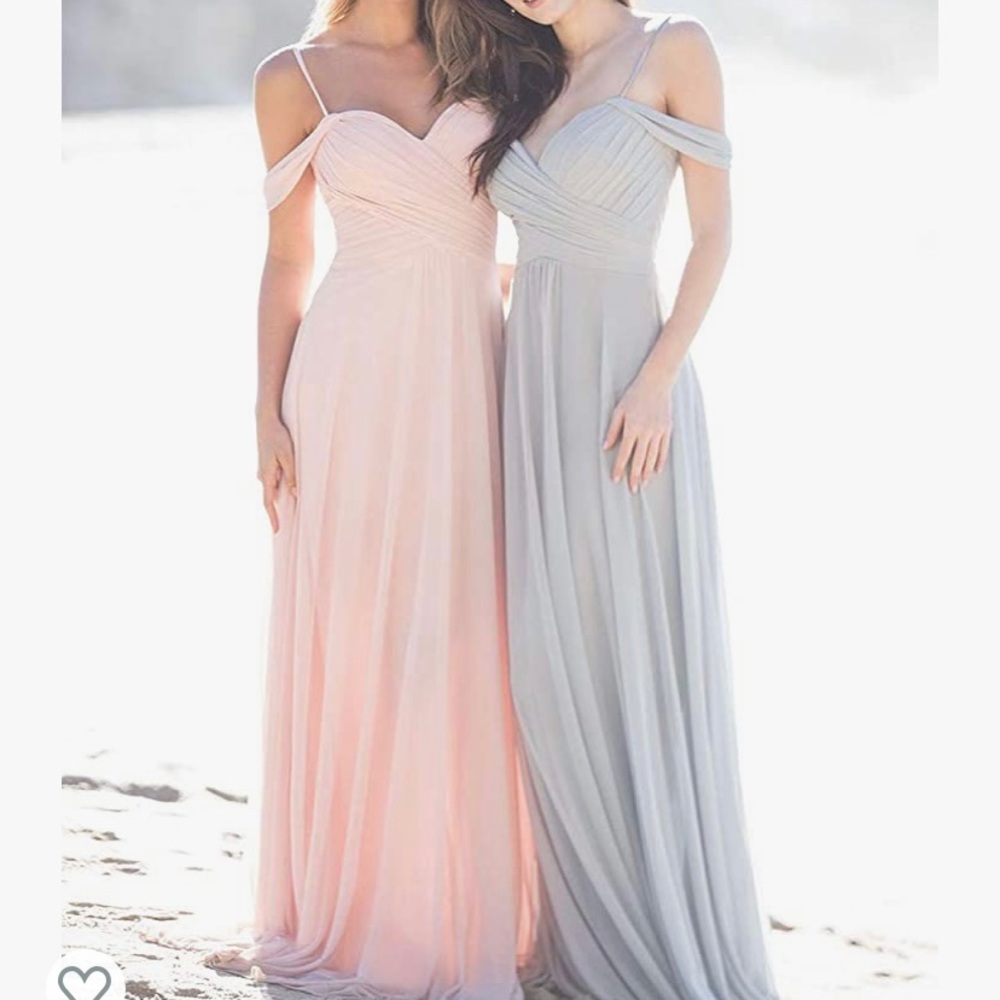 Dusty sage Long off shoulder dress - Picture 2 of 3
